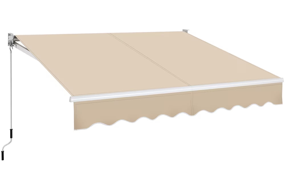 Beige Retractable Patio Sun Shade Awning with Hand Crank C832344