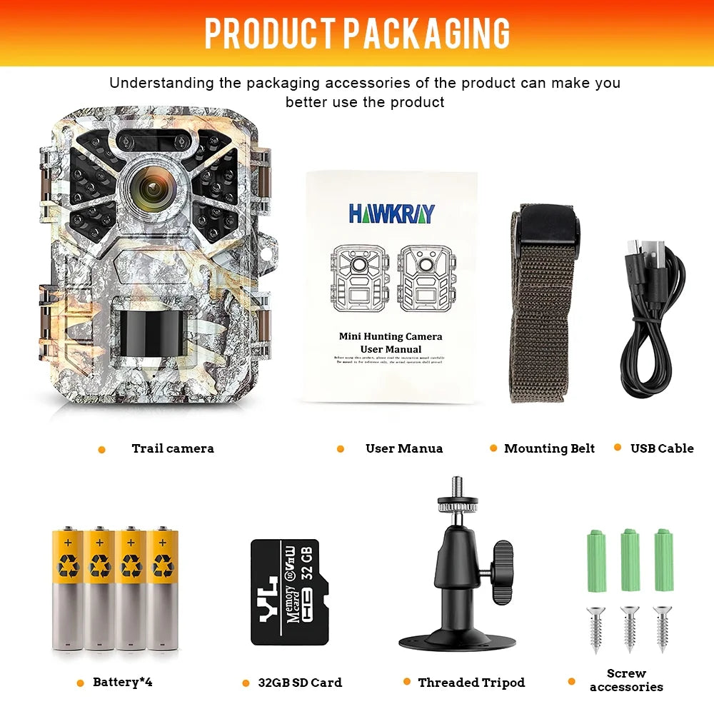 30MP 2K Infrared Night Vision Waterproof Trail Camera with 120° Wide Angle Lens H3039