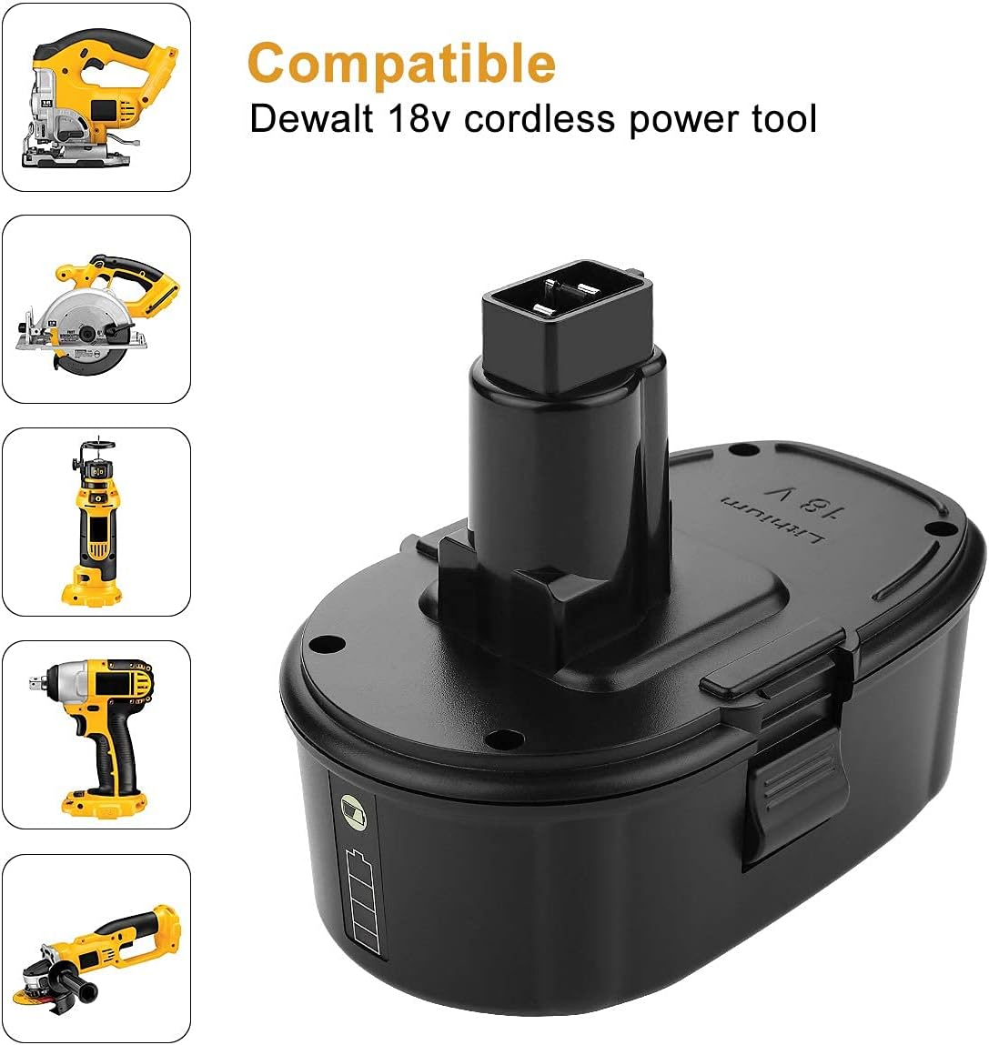 2Pack 5.0Ah Lithium Battery for Dewalt 18V R72228