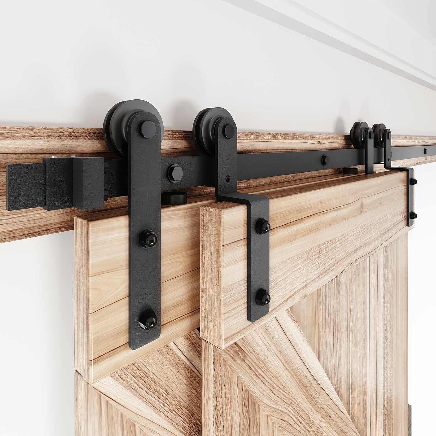 8 FT Bypass Double Sliding Barn Door Hardware Kit X125