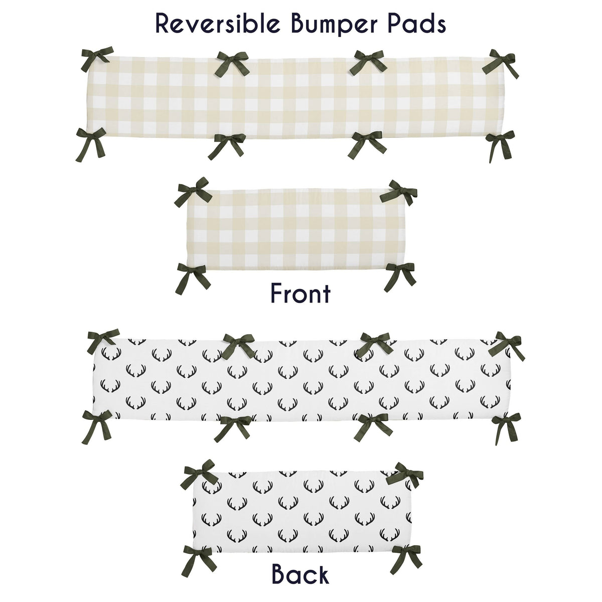 Green Beige Deer Buffalo Plaid Check Woodland Camo Camouflage 9-Piece Crib Bedding Set Y666098
