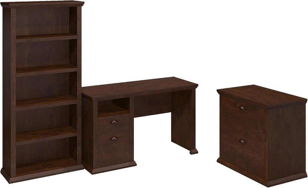 Antique Cherry 50W Desk with 5 Shelf Bookcase C30983