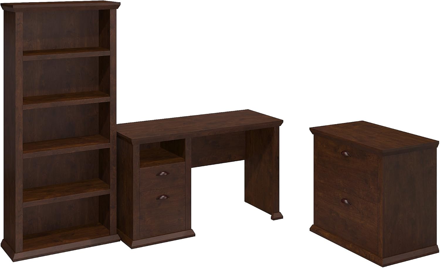 Antique Cherry 50W Desk with 5 Shelf Bookcase C30983