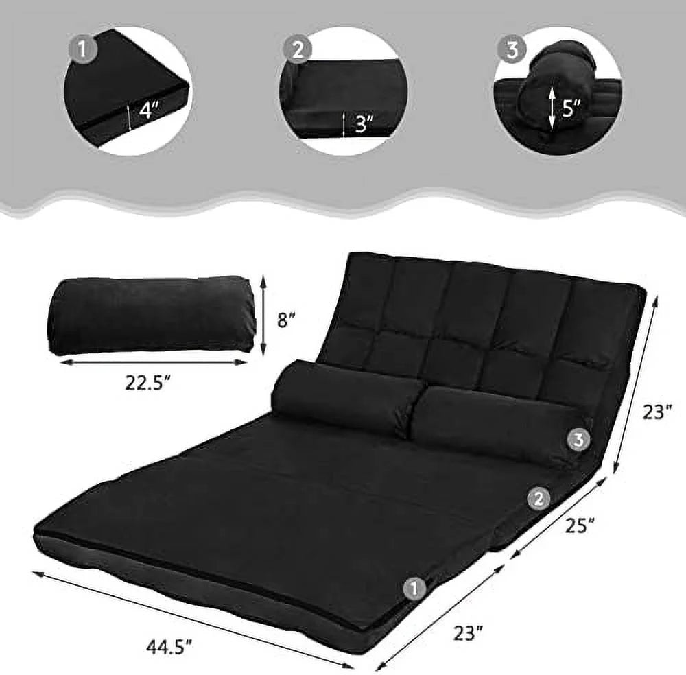 Adjustable Floor Sofa Sleeper Bed with 2 Pillows (Blue) P509080