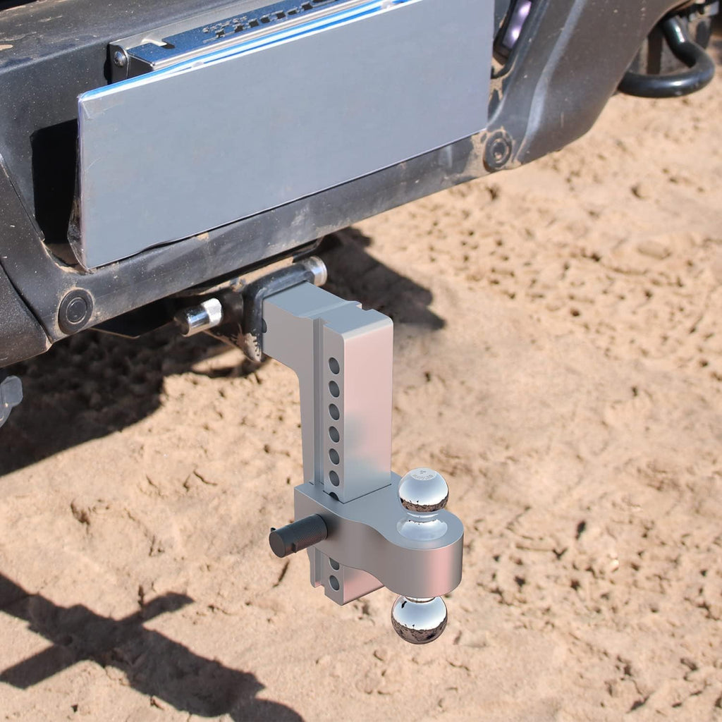 Adjustable Trailer Hitch Ball Mount, 10 Inch Drop, 2.5 Inch Receiver, 18,500 LBS GTW, Forged Aluminum Shank, 2 Inch & 2-5/16 Inch Dual Balls Y51988
