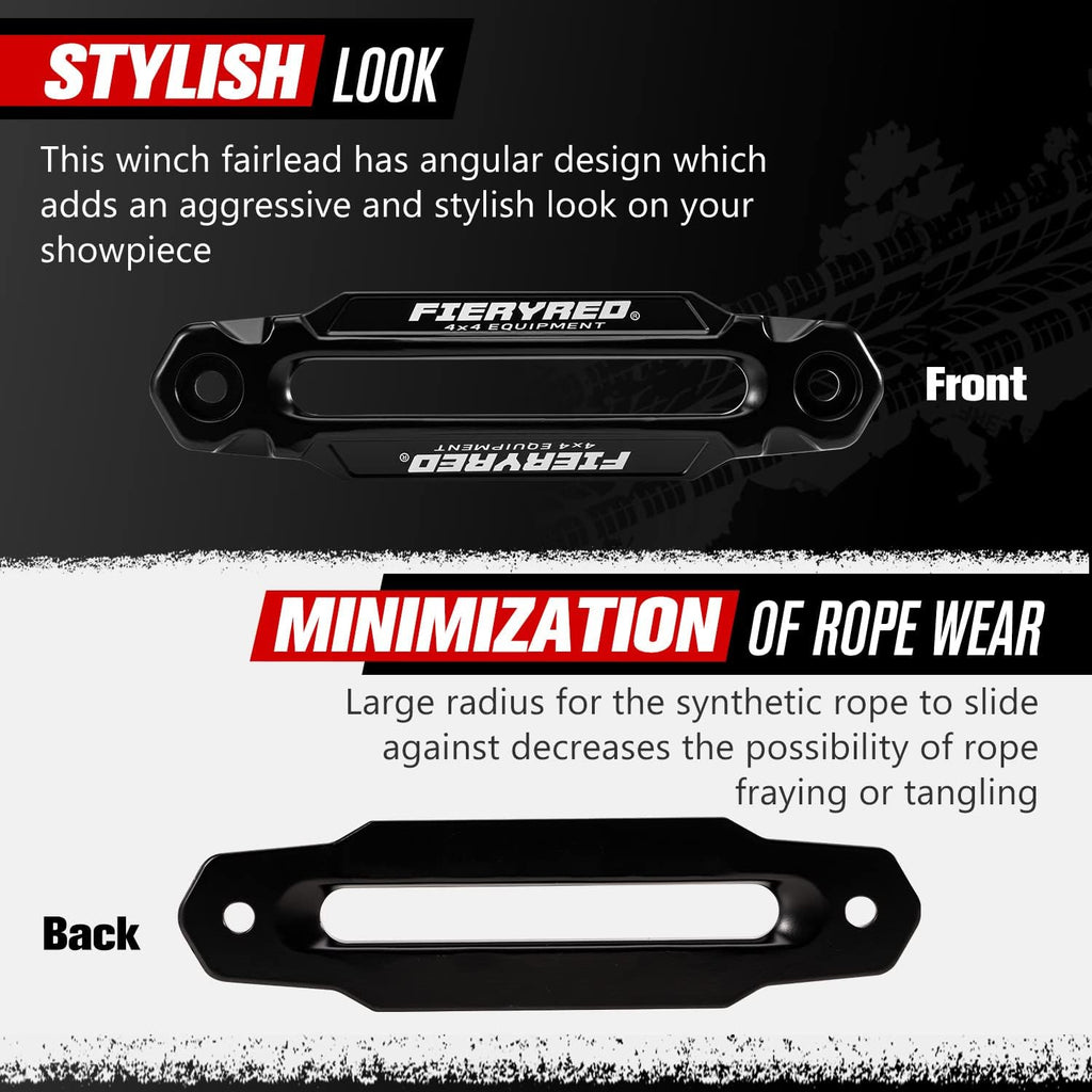 Black Aluminum Winch Hawse Fairlead with UV-Resistant Coating, Pack of 2 I864
