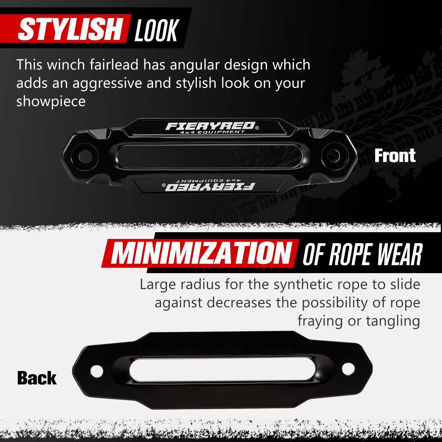 Black Aluminum Winch Hawse Fairlead with UV-Resistant Coating, Pack of 2 I864