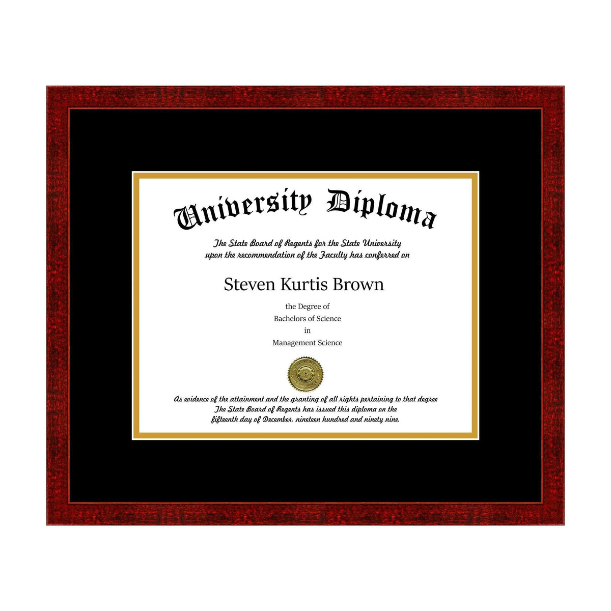 Single Diploma Frame with Double Matting for 17x22 and 11x22, Black Frame W309