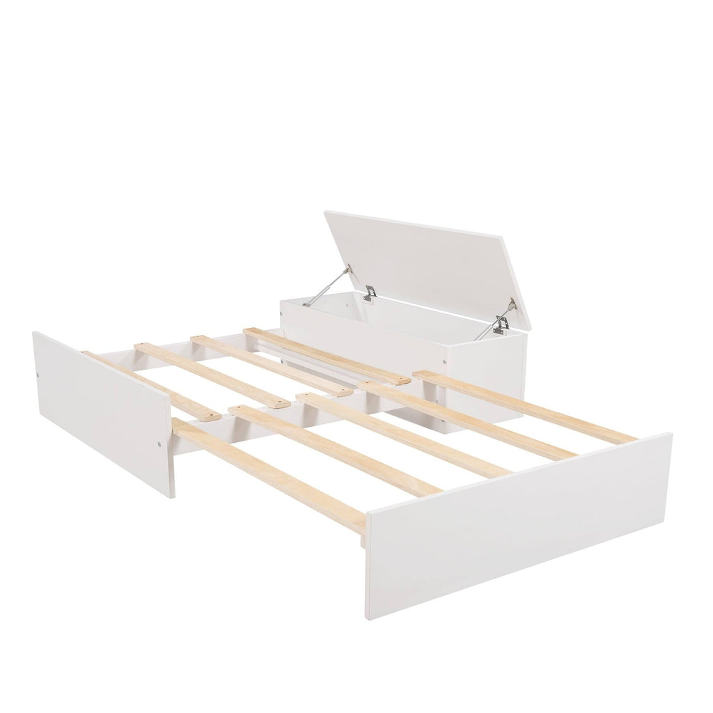 White Twin Loft Bed with Storage Drawer & Shelf K659