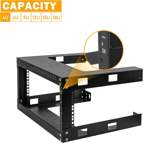 19 Wall Mount Network Rack 2 Post Open Frame Cabinet Black Pack of 2 Z2835