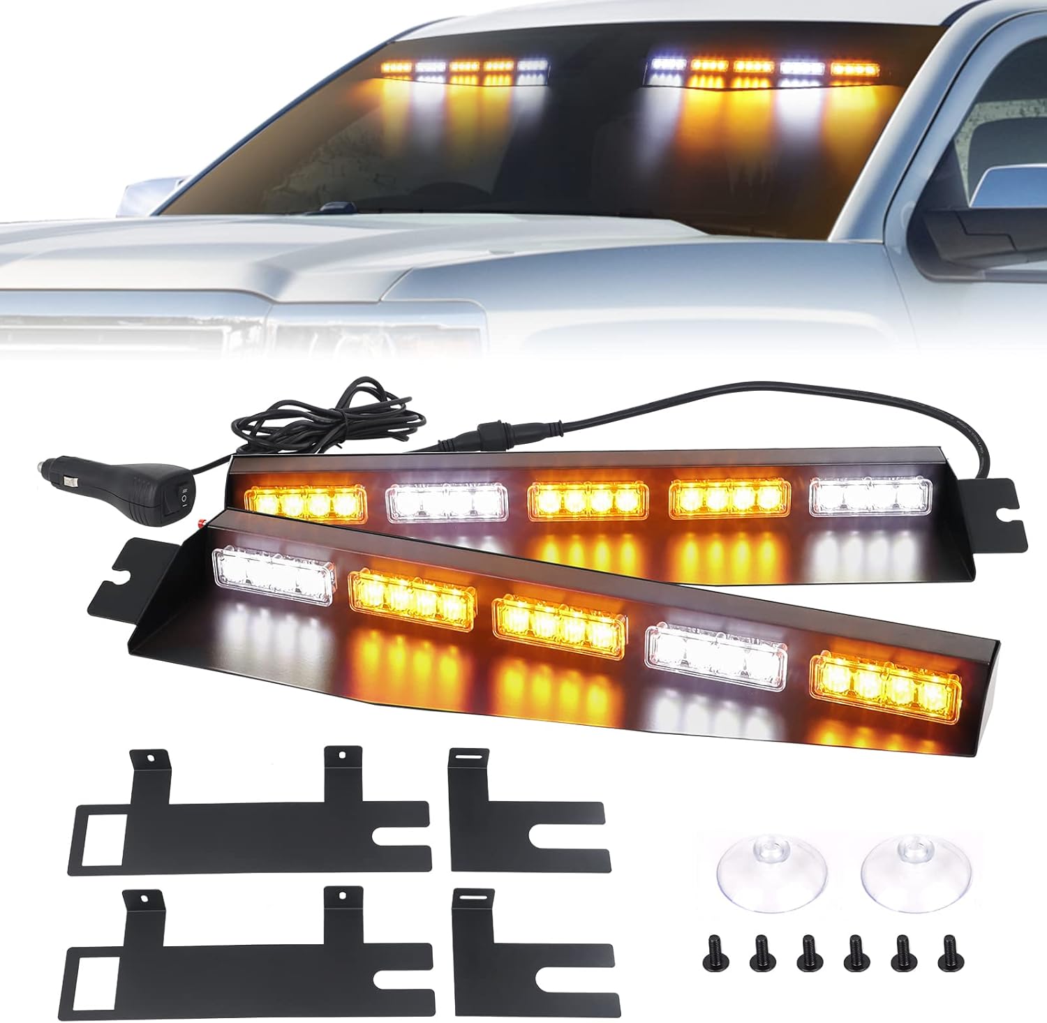 34 inches 40 LED Green White Strobe Light Bar for Trucks W2593