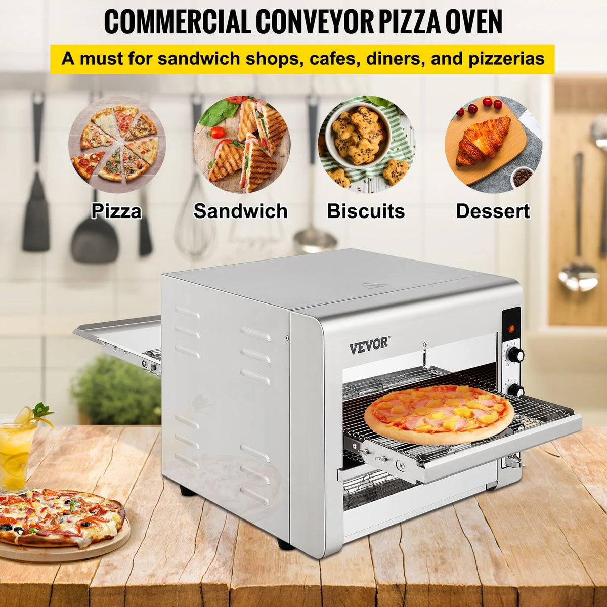 Stainless Steel Countertop Conveyor Pizza Oven for 14" Pizza G768