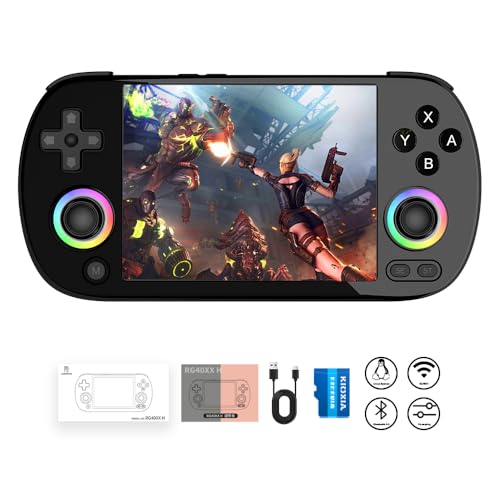 Black 4-inch IPS Screen Retro Handheld Game Console with 64G TF Card and 3200mAh Battery T721