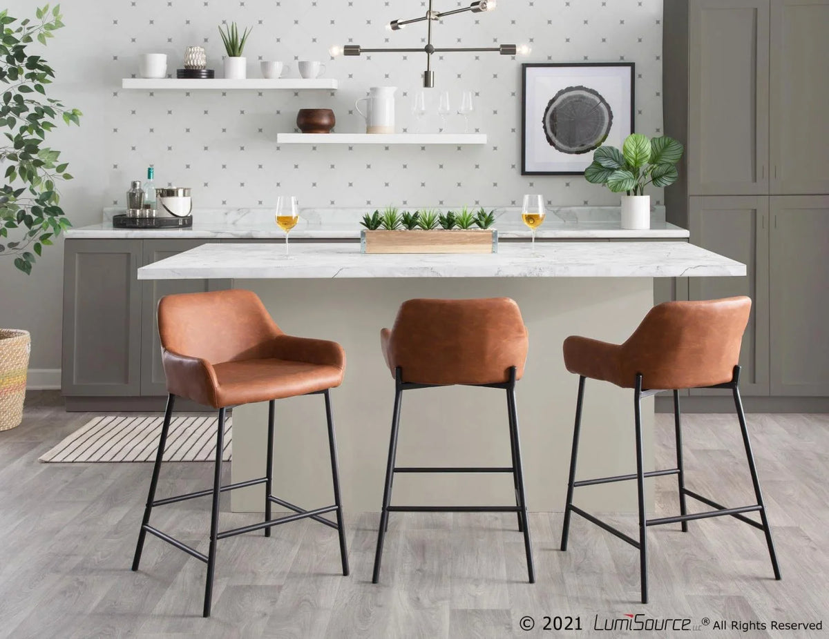 Camel/Black Counter Stools, Set Of 2 E385228