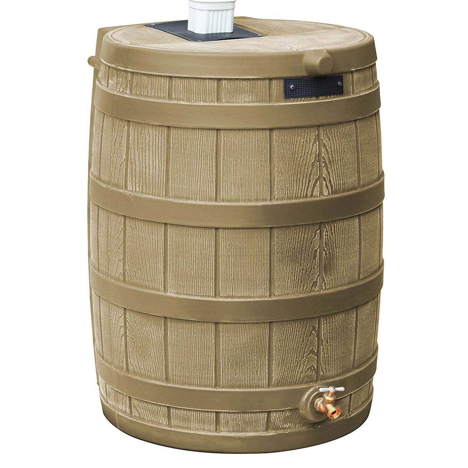 50 Gallon Rain Barrel Water Collector, Khaki (2 Pack) H4865