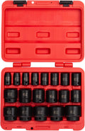 1/2 Inch Drive 19-Piece SAE Impact Socket Set with Heavy Duty Storage Case J77353