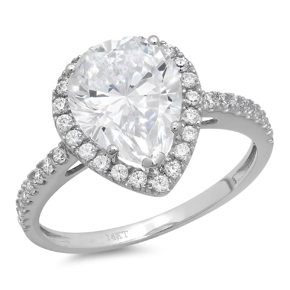 18K White Gold Halo Engagement Ring B82598