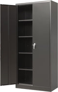 Metal Storage Cabinet with 2 Doors and 4 Shelves, Lockable Steel, 70.86 H x 31.5 W x 15.75 D, Black U304
