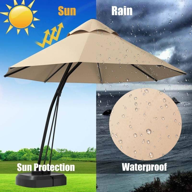 Blue 11 Feet Outdoor Cantilever Hanging Umbrella with Base and Wheels P331033