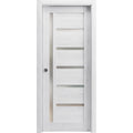 Nordic White Solid Wood Sliding French Pocket Door with Frosted Glass Q42947