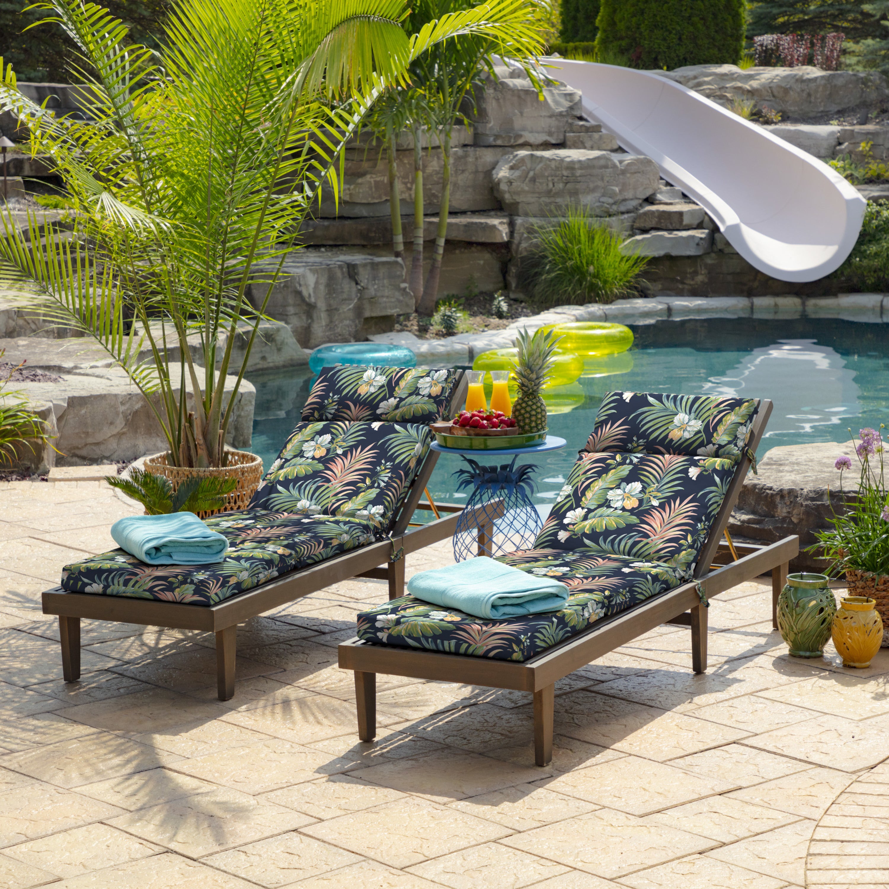 Outdoor Chaise Lounge Cushion 72 x 21 Blue H294