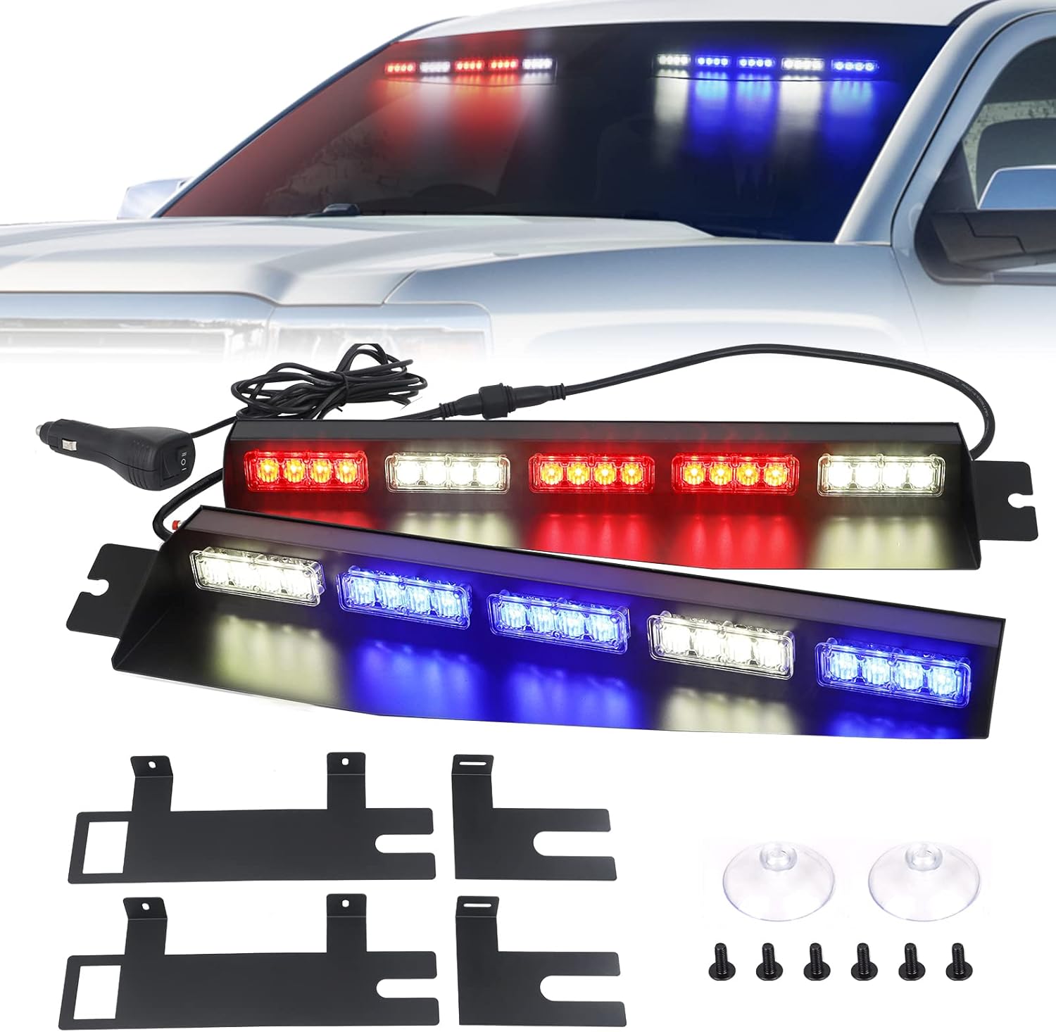 34 inches 40 LED Green White Strobe Light Bar for Trucks W2593