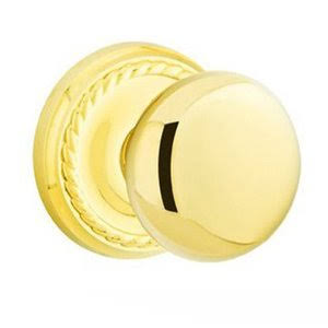 Polished Brass Passage Door Knob with Rope Rose Y4053