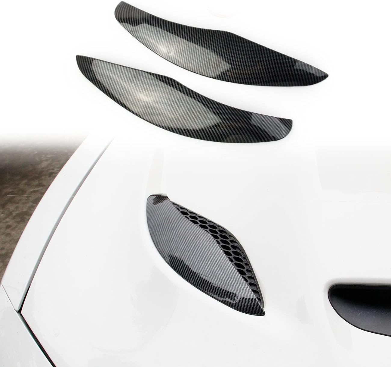 Carbon Fiber Engine Hood Vent Eyebrow Guard Cover Trim Pack of 2 T9490