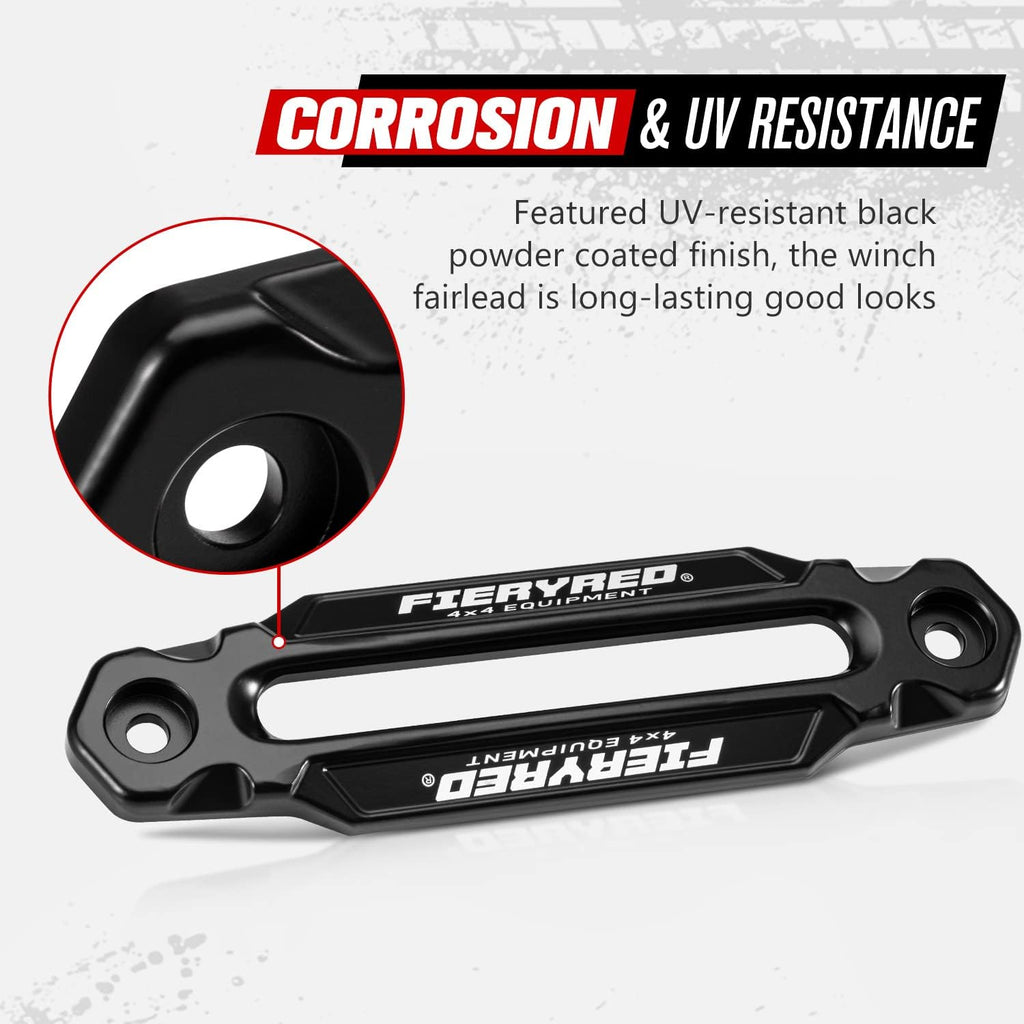Black Aluminum Winch Hawse Fairlead with UV-Resistant Coating, Pack of 2 I864