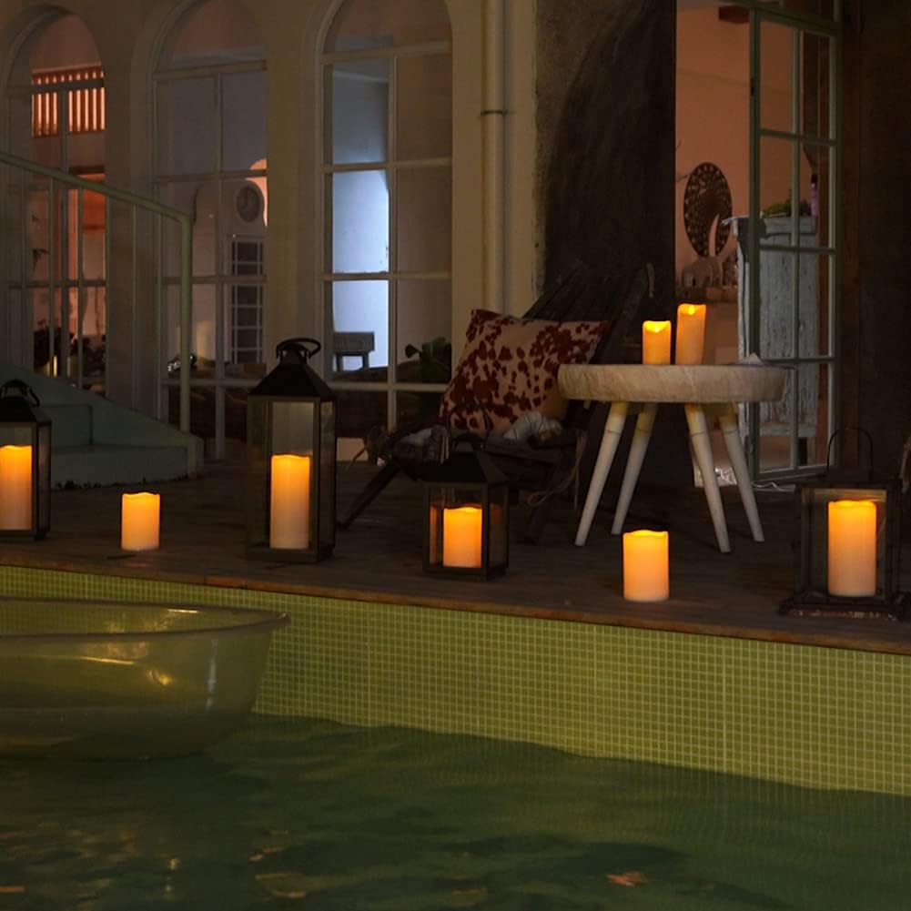 Waterproof Flameless LED Pillar Candles with Remote, Set of 3 W68308