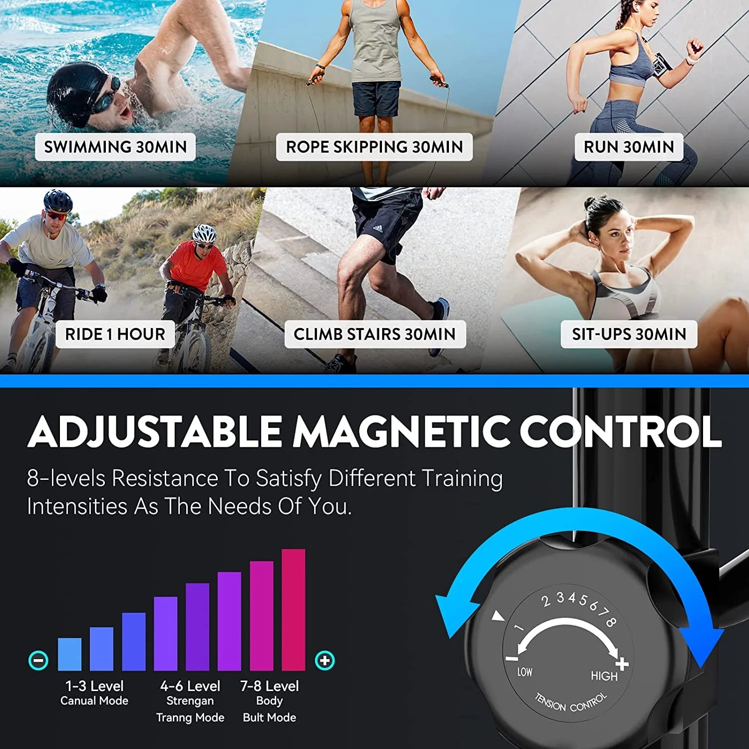 Magnetic Elliptical Exercise Machine with Pulse Rate Grips I69704