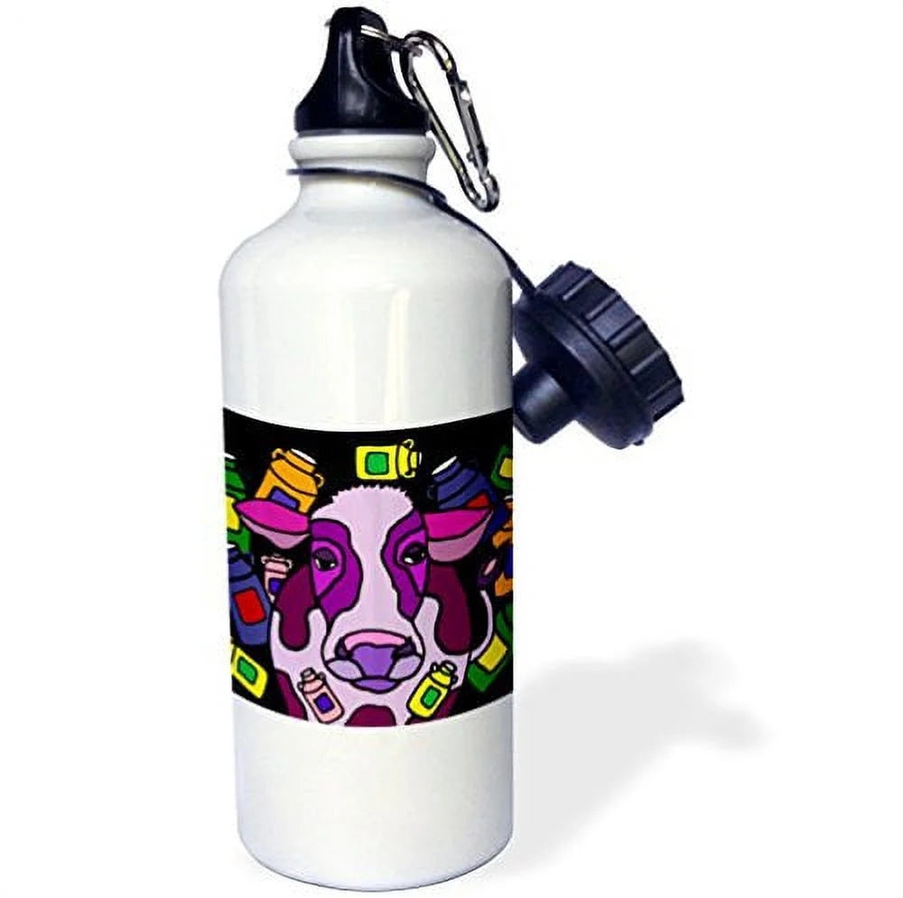 Purple Cow and Milk Jugs Abstract Art 21 oz Sports Water Bottle R876547