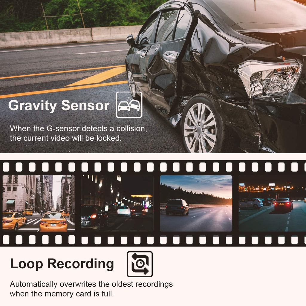 2.4" LCD Screen 170° Wide Angle Dash Cam, Pack of 2 Z47898