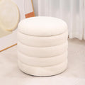 White Velvet Round Ottoman with Storage D63245