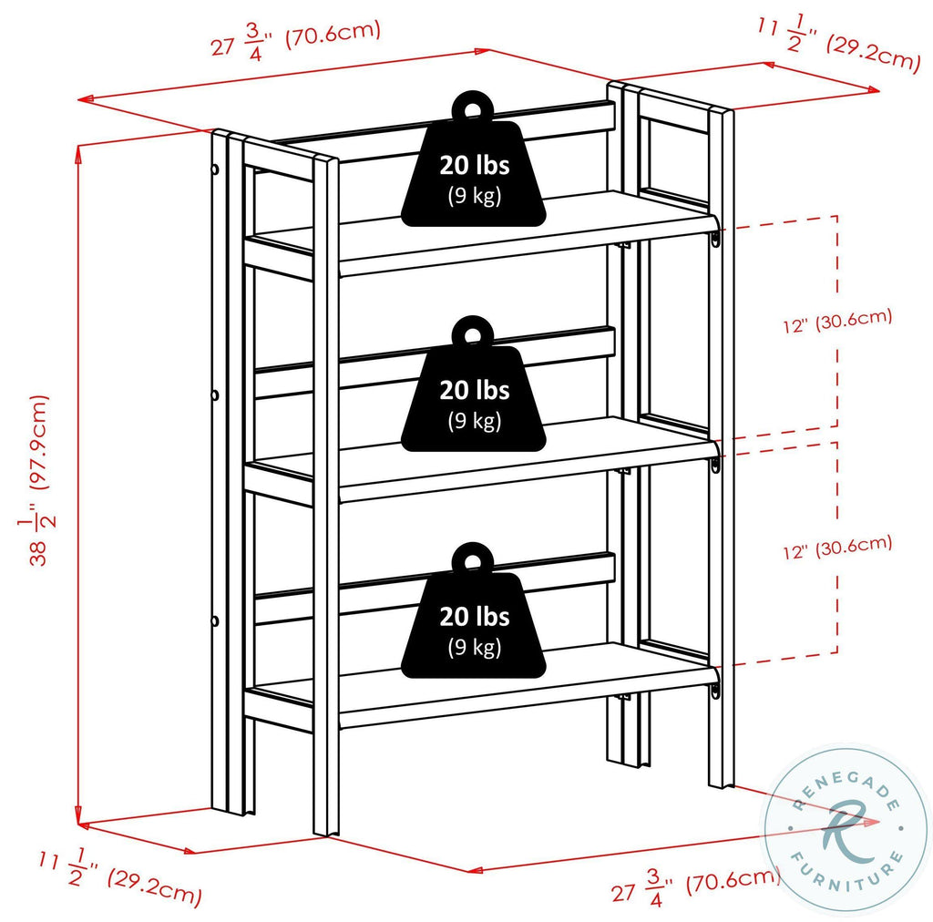 3-Pc Folding Bookcase with Fabric Basket Z65453