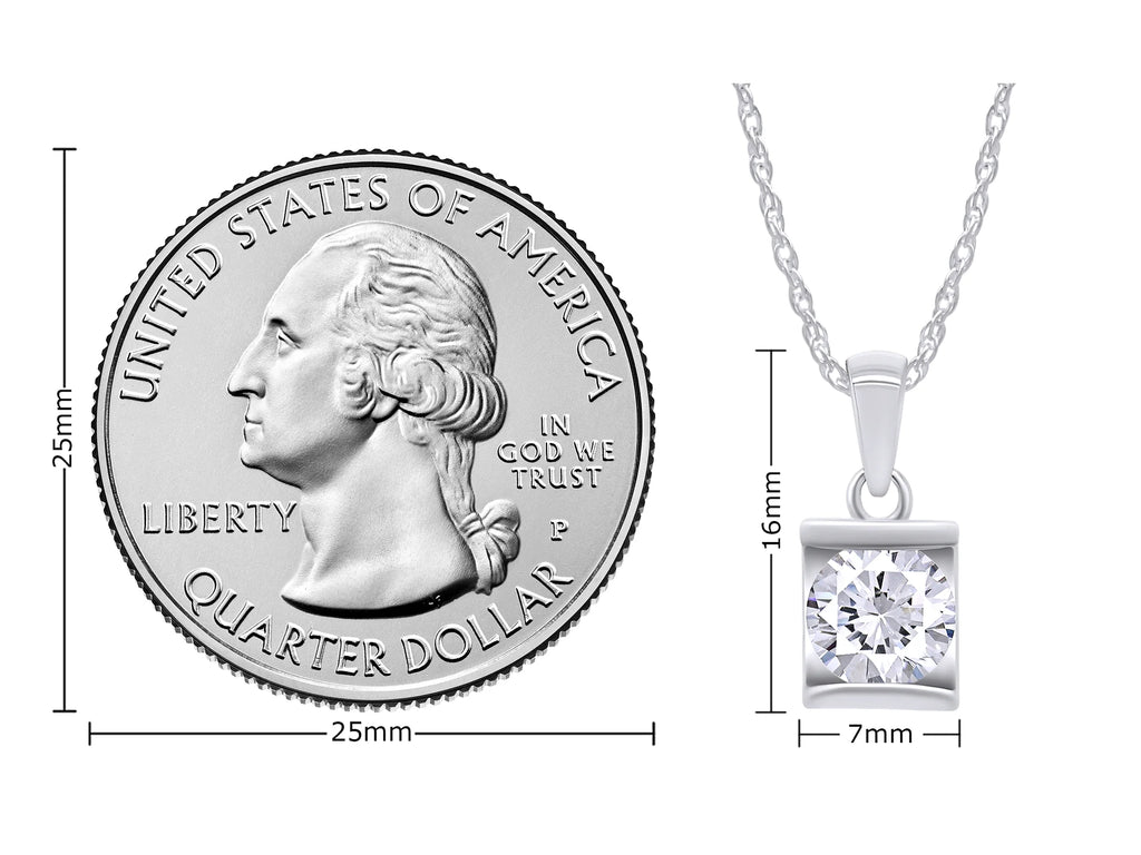 14K Solid White Gold 1ct Lab Created Moissanite Solitaire Pendant Necklace I807