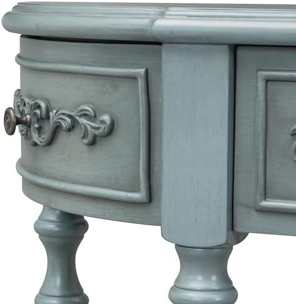 Espresso Curved Console Table with 2 Top Drawers and Solid Wooden Frame A9284