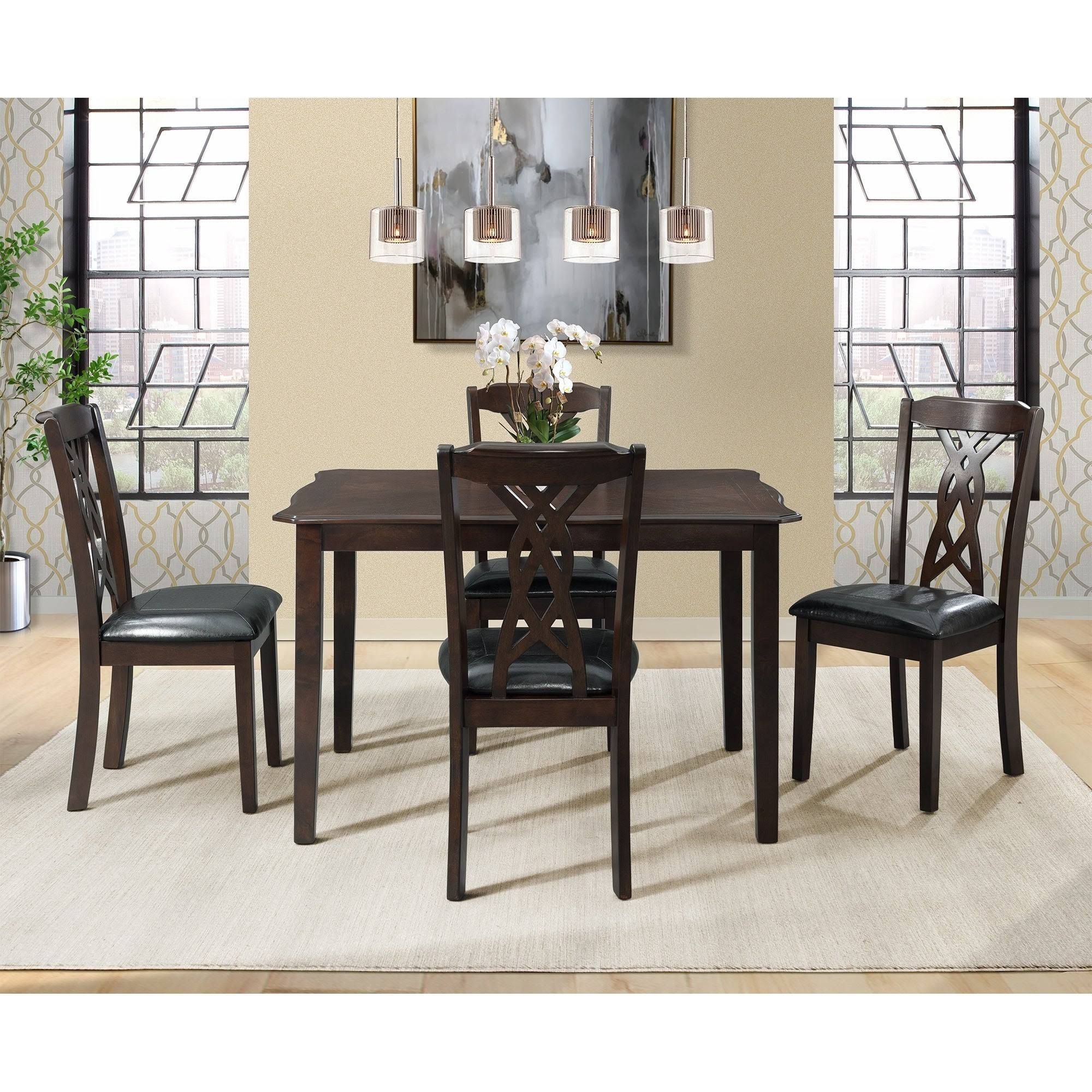 5pc Espresso Brown Dining Set Z163279