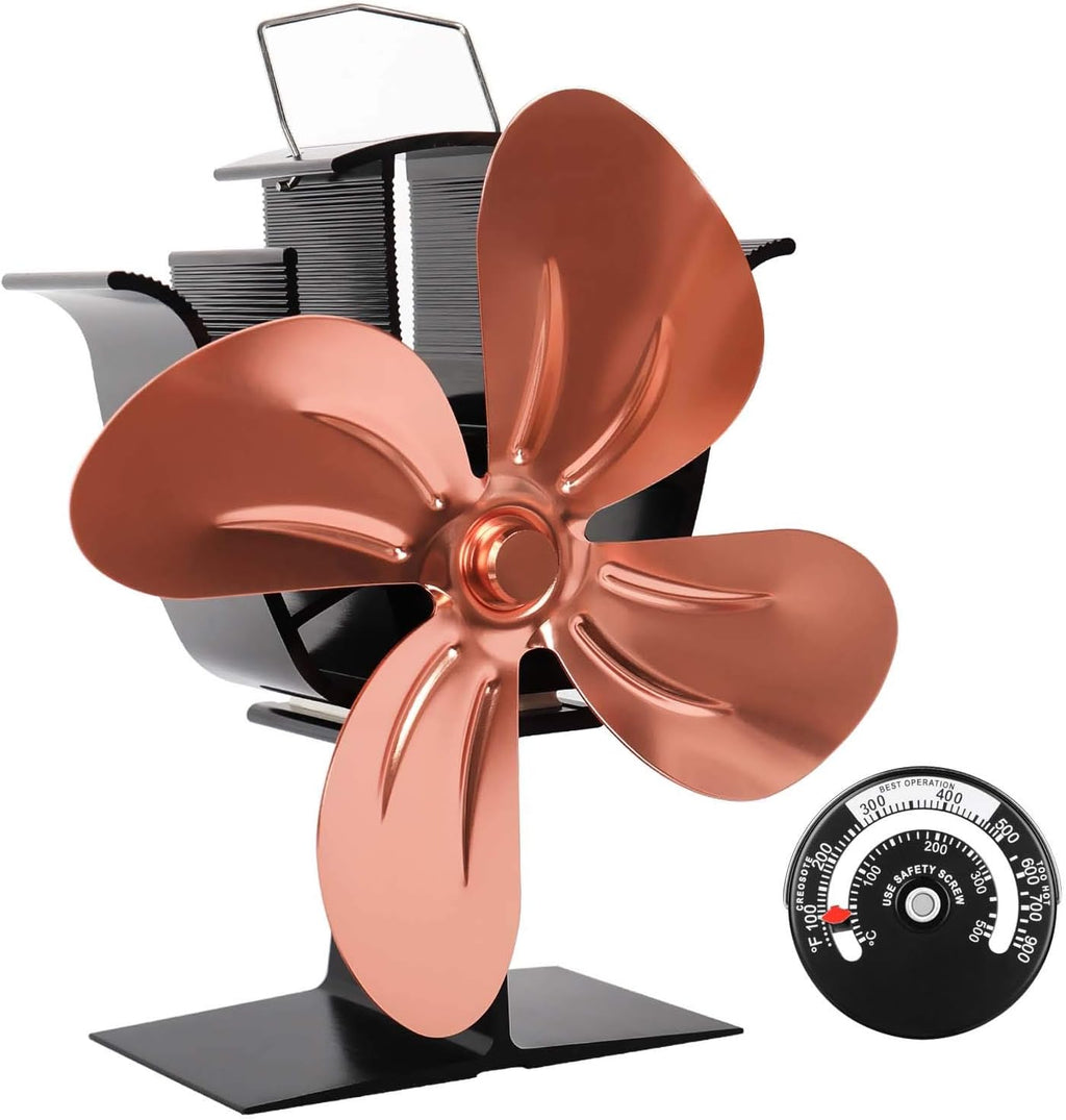 Silver Pack of 2 Aluminium Stove Fan with Magnetic Thermometer D687825