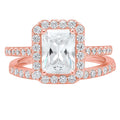 18K Rose Gold Halo Engagement Ring with Crystal Side Stones Q830448
