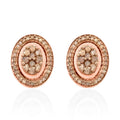 Champagne Diamond Round 925 Sterling Silver Vermeil Rose Gold Plated Cluster Stud Solitaire Earrings O64164