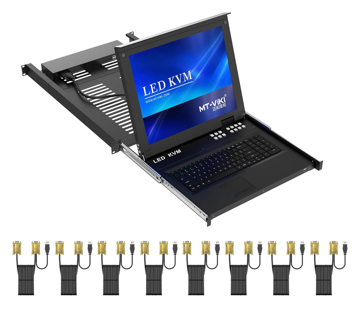 8 Port LCD KVM Console with Cables F2515