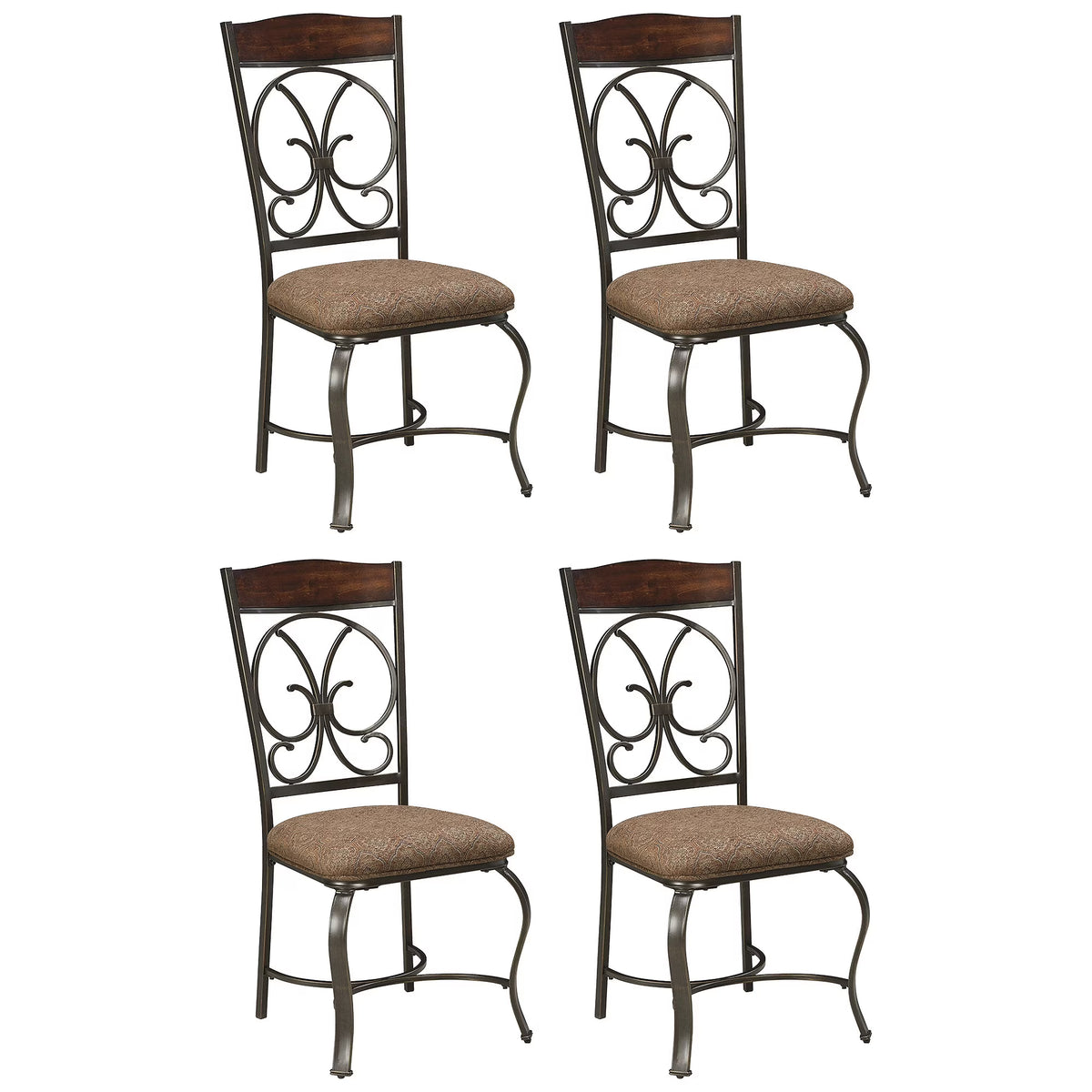 Brown Upholstered Side Chair, Set of 4 P57224