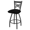 Swivel Counter Stool with Pewter Finish and Black Vinyl Seat V539897