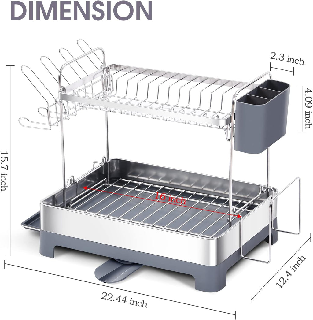 2-Tier Dish Drying Rack with Drainboard K61375