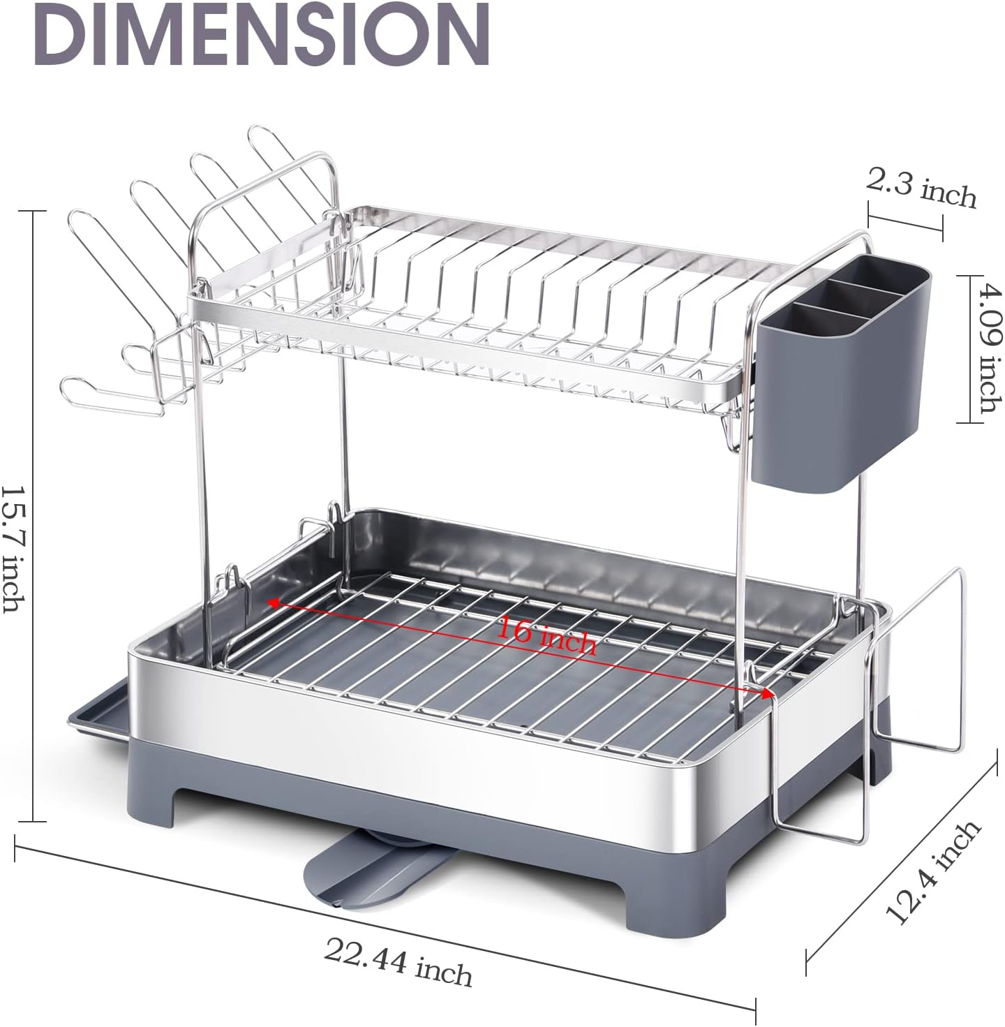 2-Tier Dish Drying Rack with Drainboard K61375