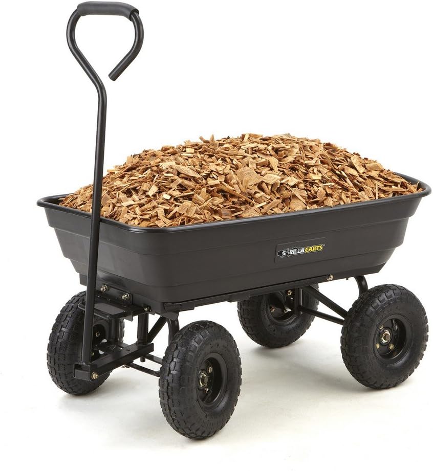 Poly Garden Dump Cart with Steel Frame and 10-Inch Pneumatic Tires U23273