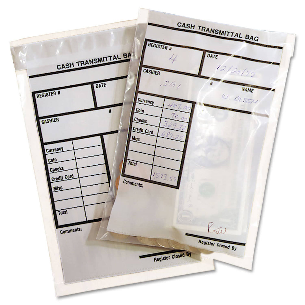 Clear Self-Sealing Cash Transmittal Bags 500 Bags L797766