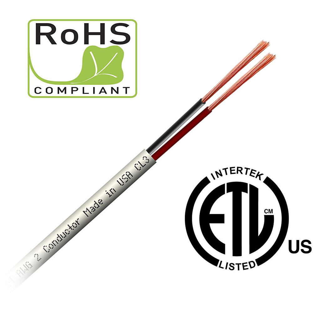 CL3 Rated 2-Conductor Pure Copper Cable (16 Gauge, 500 ft) L32558