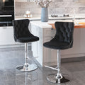 Swivel Velvet Barstools with Backs, Set of 2, Black V26831